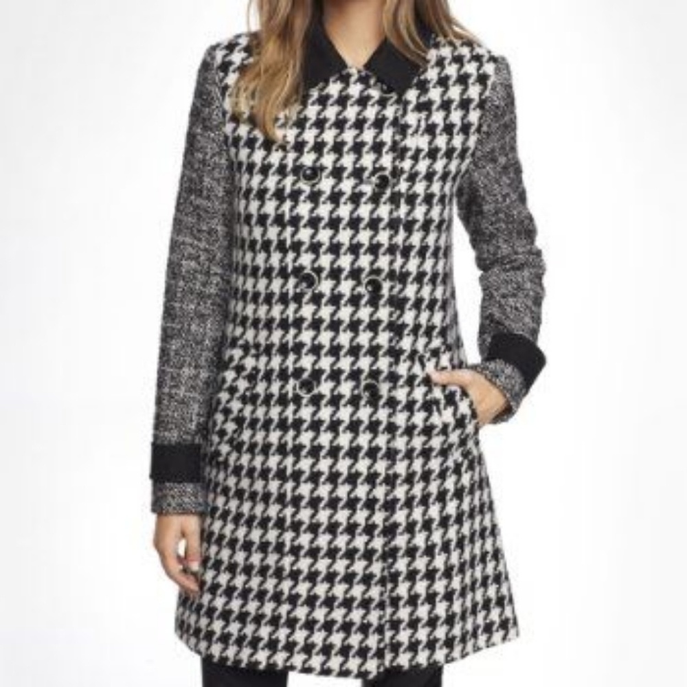 Express Mixed Pattern Swing Coat Houndstooth - image 3